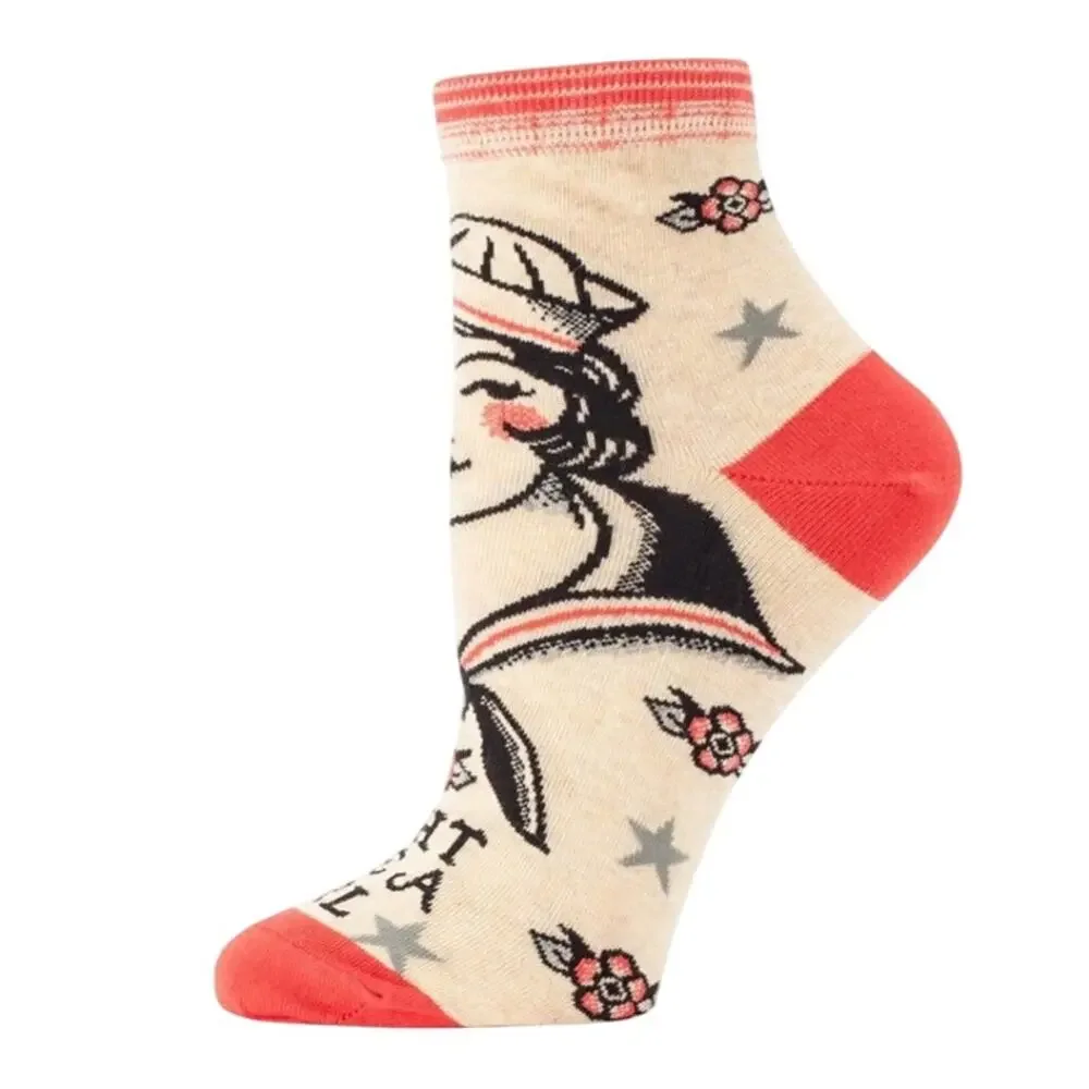 BLUE Q Fearless Steps: Fight Like a Girl Women's Ankle Socks NWT